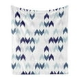 thumbnail image 1 of Navy Soft Flannel Fleece Throw Blanket, Abstract Ikat Chevron Hazy Zigzag Folk Traditional Image, Cozy Plush for Indoor and Outdoor Use, 60" x 80", Purple Slate Blue White, by Ambesonne, 1 of 5