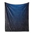 thumbnail image 1 of Navy Soft Flannel Fleece Throw Blanket, Digital Horizontal Lines Ombre Effects Modern Urban Style Art Illustration, Cozy Plush for Indoor and Outdoor Use, 70" x 90", Dark Blue, by Ambesonne, 1 of 5