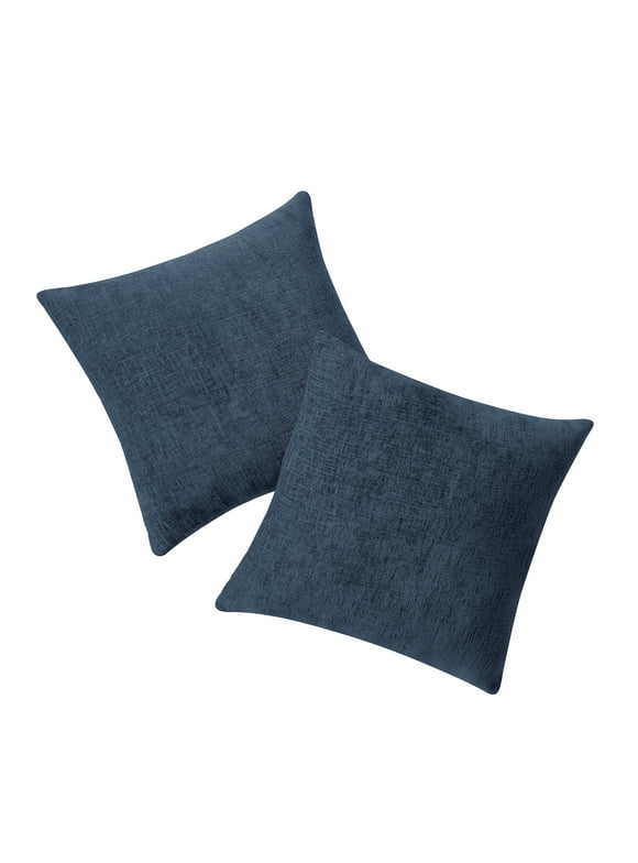 Navy Solid Chenille Decorative Pillow Set, Mainstays, 18" x 18", 2 Pieces