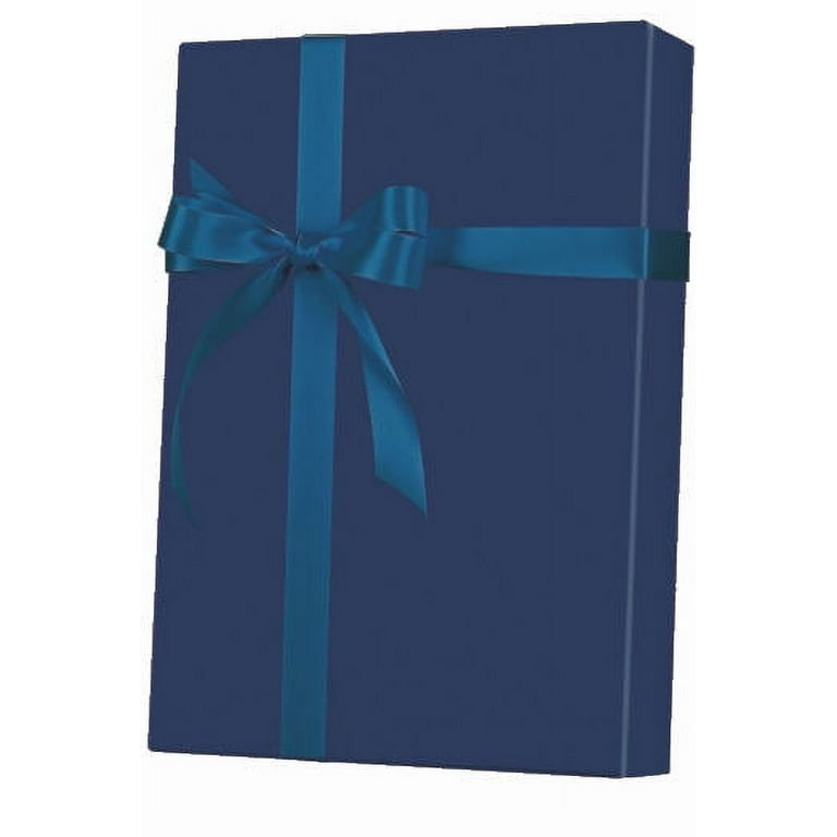 Navy Solid Color Gift Wrap Wrapping Paper-15ft Roll w. Gift Labels