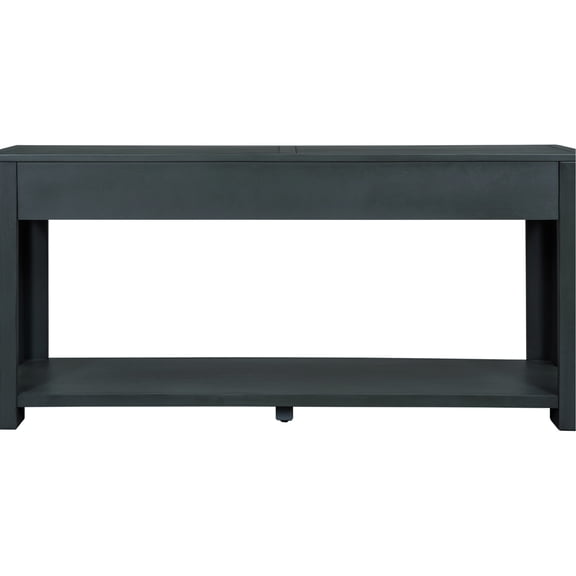 Navy Solid Wood Entryway Console: 4 Drawers And Lower Shelf Console In Navy: Elegant Storage