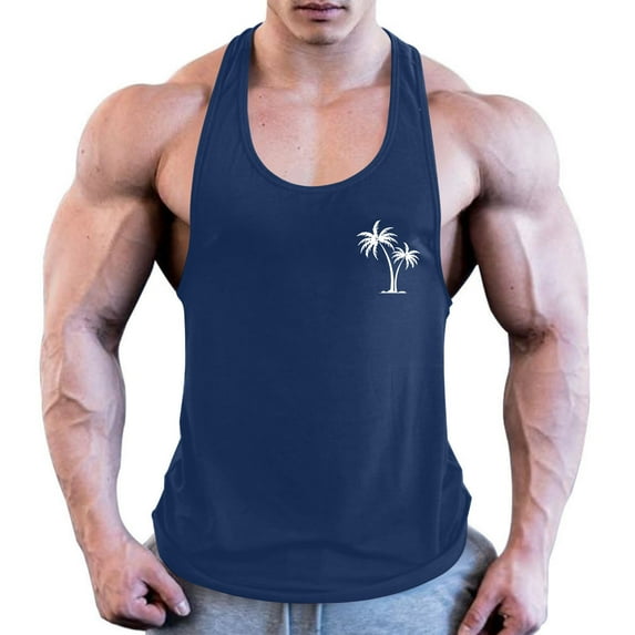 Navy Spaghetti Strap Vest for Man Fall Summer Crewneck Racerback Loose Fit Workout Gym Beach Lounge Jogger Hawaiian Camisole Tank Tropical Tops Vests Man 2025 XXL