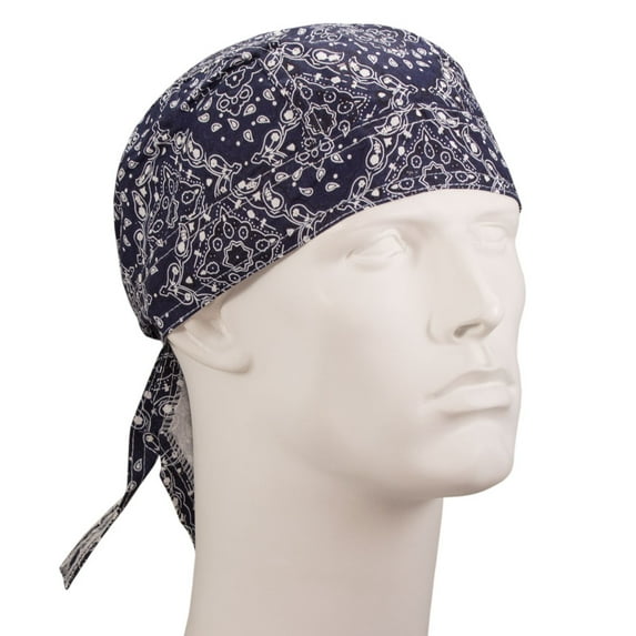 Navy Square Paisley Doo Rag - Dozen Packed