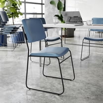 Navy Stacking Chairs for Offices, Waiting Rooms & Lobbies -  Vinyl with Padded Seat
