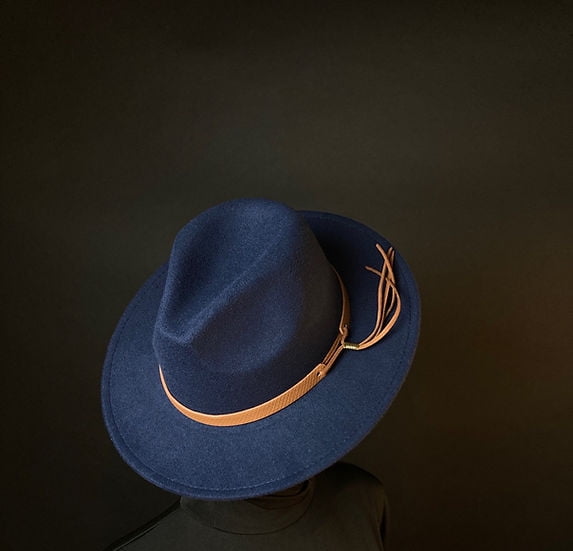 Navy Staple Male Fedora Hat (short brim)