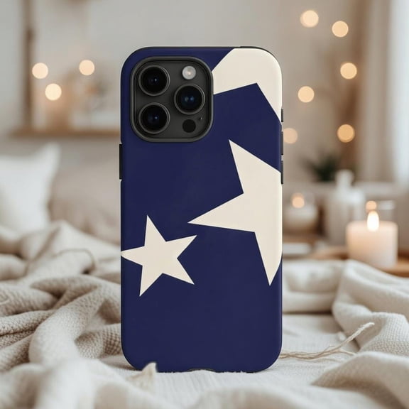 Navy Star Graphic Case - Luxury Minimalist Celestial Design Designed for iPhone 17, 16, 15, 14 Pro Max Tough Protective Shell