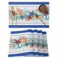 thumbnail image 1 of Navy Starfish Summer Placemats Set of 12 Ocean Conch Coral Coastal Shell Place Mats Indoor Wipeable Table Mats Washable Cloth Dining Table Placemats for Kitchen Holiday Party Home Decor 13x19 Inch, 1 of 9
