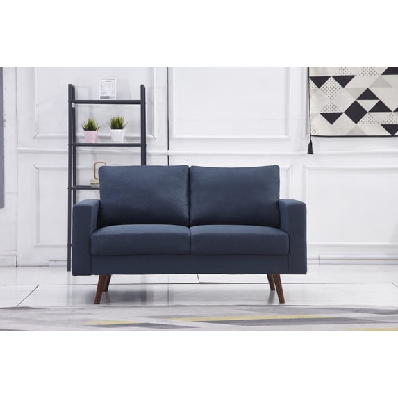 Navy Stationary Fabric Basic Loveseat