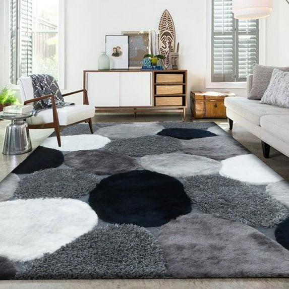 Navy Stone Soft Plush Design Shag, 7'6" x 10'3" Area Rug/Carpet by Makymo