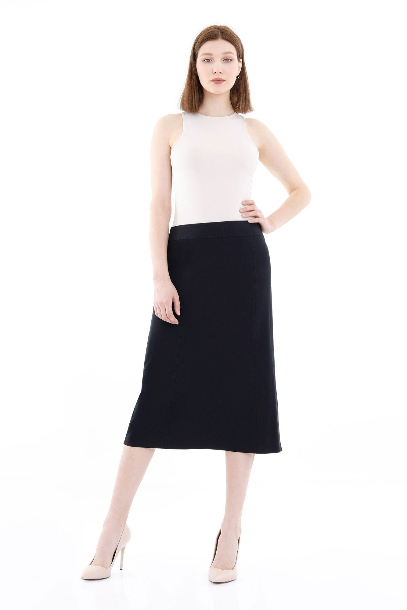 A line clearance midi skirt navy