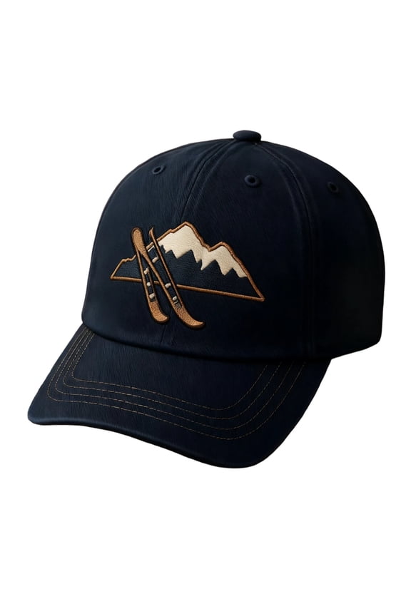 Navy Style Baseball Cap with Embroidered Designs for Outdoor Adventures, Skiing, Beach Activities, and Music Events B
