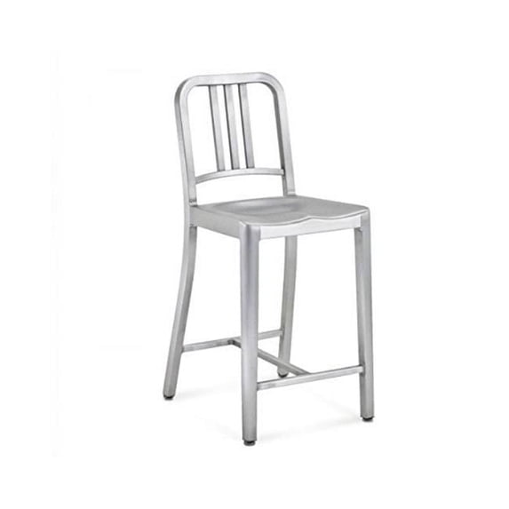 Navy Style Counter Height Stool, Aluminum