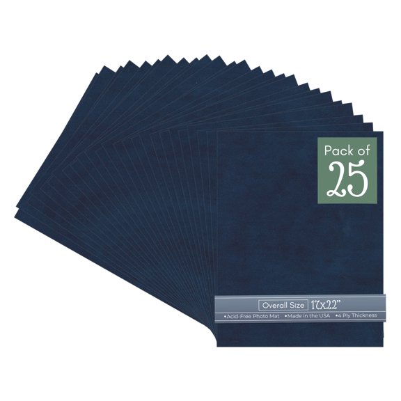 Navy Suede 17x22 Uncut Art Mat Board - No Opening - 25 Mats