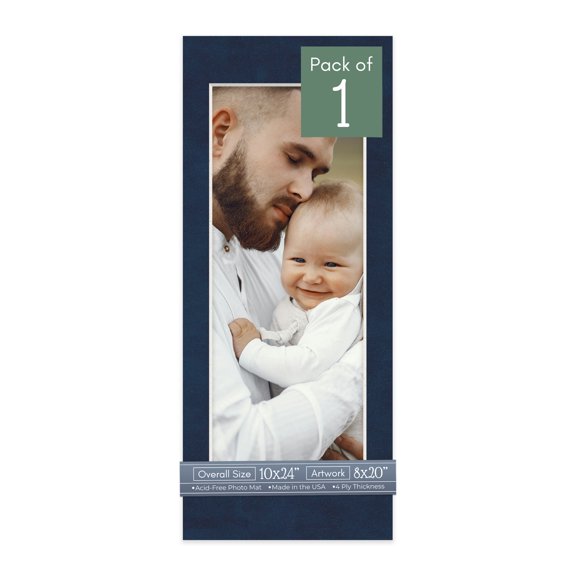 Navy Suede Picture Frame Mat for 10x24 Frames - Fits 8x20 Photos - 1 Mat