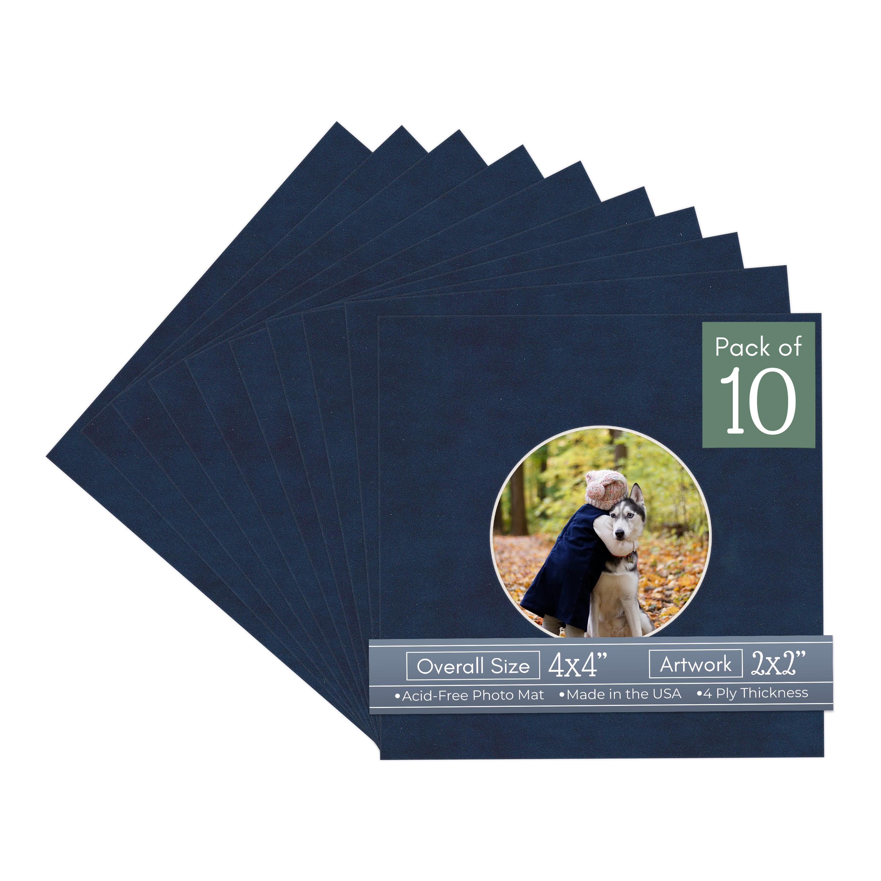 Navy Suede Picture Frame Mat for 4x4 Inch Frames - Circle Opening for ...