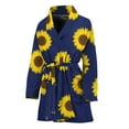 thumbnail image 1 of Navy Sunflower Pattern Women Bathrobe One Size Univeral Fits, Sunflower Flower Floral Fashion Lightweight Plush Fleece Long Robe For Women, 1 of 3