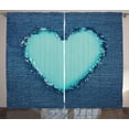 thumbnail image 1 of Ambesonne Navy and Teal Curtains 2 Panel Set, Denim Heart Love, 108" x 90", Navy Blue and Seafoam, 1 of 3