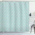 thumbnail image 1 of Navy and Teal Shower Curtain, Spring Flowers Bouquet Pattern with Various Dots on Pastel Colored Background, Fabric Bathroom Set with Hooks, 69W X 84L Inches Extra Long, Multicolor, by Ambesonne, 1 of 3