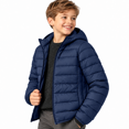 thumbnail image 1 of Navy Teen Boys Lightweight Padded Jacket Size 9-10 Years, Hooded Full-Zip Winter Warm Coat with Side Pockets for Casual Layering and Outerwear Clothes, 1 of 6