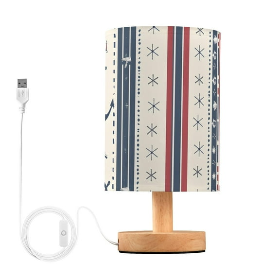 Navy Theme Stripes Wheels Lighthouses Table Lamp with USB Port LED Warm Light Lamp Night Light Home Decor