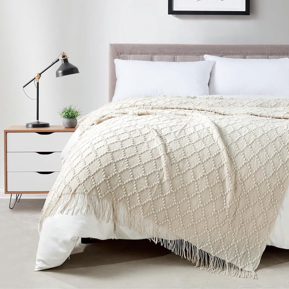 Navy Throw Blanket Textured Solid Soft Sofa Couch Decorative Knitted Blanket, 50" x 60" Navy