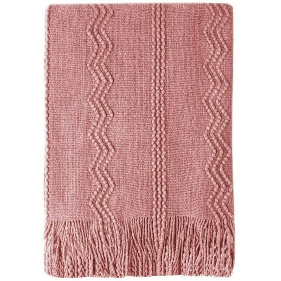 Navy Throw Blanket Textured Solid Soft Sofa Couch Decorative Knitted Blanket, 50" x 60" Navy