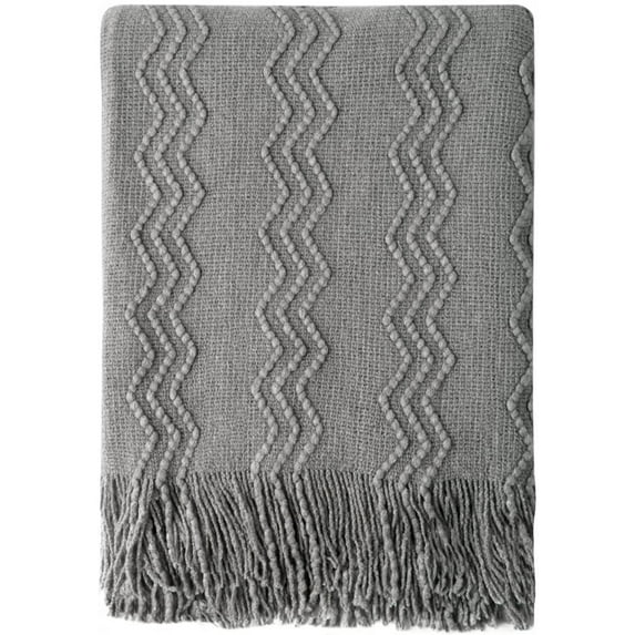 Navy Throw Blanket Textured Solid Soft Sofa Couch Decorative Knitted Blanket, 60" x 80" Navy