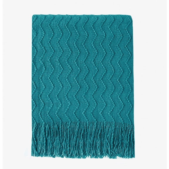 Navy Throw Blanket Textured Solid Soft Sofa Couch Decorative Knitted Blanket, 60" x 80" Navy