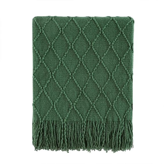 Navy Throw Blanket Textured Solid Soft Sofa Couch Decorative Knitted Blanket, 60" x 80" Navy