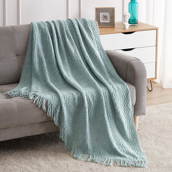 Navy Throw Blanket Textured Solid Soft Sofa Couch Decorative Knitted Blanket, 60" x 80" Navy