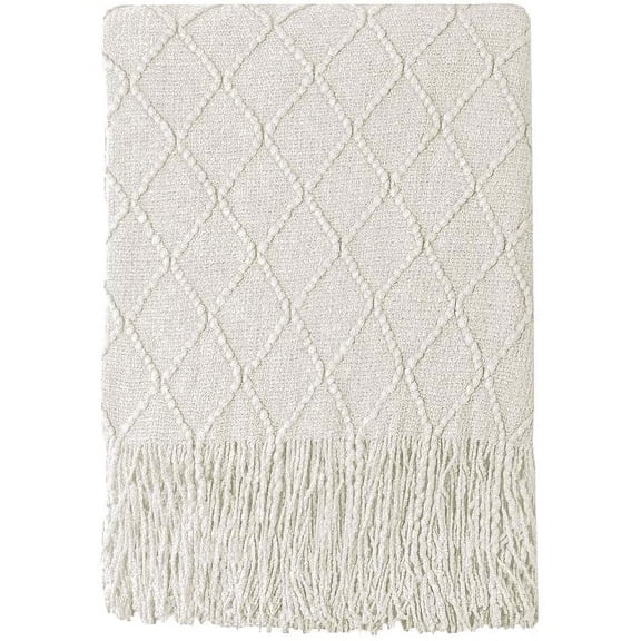 Navy Throw Blanket Textured Solid Soft Sofa Couch Decorative Knitted Blanket, 60" x 80" Navy