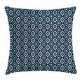 thumbnail image 1 of Navy Throw Pillow Cushion Cover, Abstract Leaf Form with Inner Circle Spots in Vibrant Tones Hippie Pattern, Decorative Square Accent Pillow Case, 18 X 18 Inches, Dark Blue Yellow White, by Ambesonne, 1 of 2