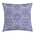 thumbnail image 1 of Navy Throw Pillow Cushion Cover, Artsy Mandala Pattern Little Blooms with Hearts Russian Ethnic Style Pattern Print, Decorative Square Accent Pillow Case, 18 X 18 Inches, Indigo White, by Ambesonne, 1 of 2