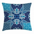 thumbnail image 1 of Navy Throw Pillow Cushion Cover, Middle Eastern Oriental Persian Pattern with Arabesque Moroccan Effects Design, Decorative Square Accent Pillow Case, 16 X 16 Inches, Indigo Sky Blue, by Ambesonne, 1 of 2