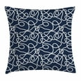 thumbnail image 1 of Navy Throw Pillow Cushion Cover, Under the Sea Atlantic Ocean Inspired Tangled Boat Ship Marine Ropes Image, Decorative Square Accent Pillow Case, 24 X 24 Inches, Navy Blue and White, by Ambesonne, 1 of 2