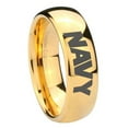 thumbnail image 1 of Tungsten Navy 8mm 18K Yellow Gold Dome Polished Men's Ring, 1 of 1