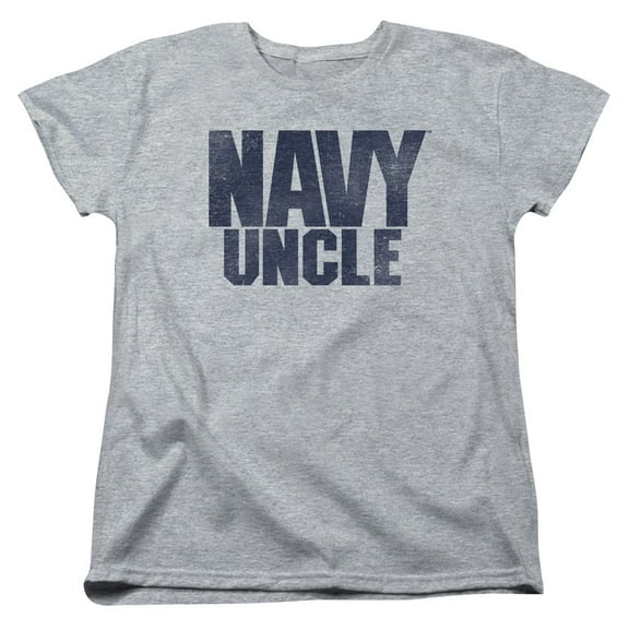 Trevco Sportswear NA108H-WT-3 Navy Uncle Womens Short Sleeve T-Shirt, Athletic Heather - Large