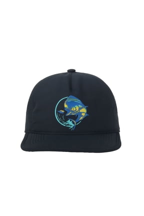Navy Mahi Mahi 5-Panel Fishing Cap Unstructured, Flat Bill Snapback, One Size