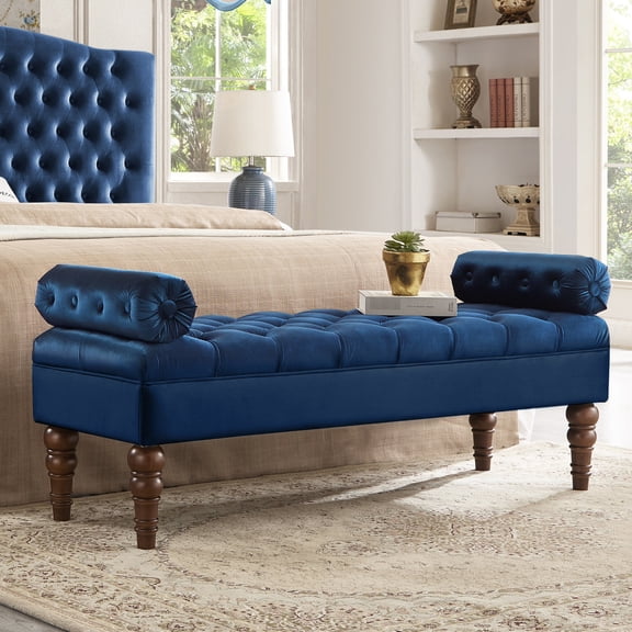 Navy Upholstered Bench / Ideal for Bedroom Decor / Long - lasting Use