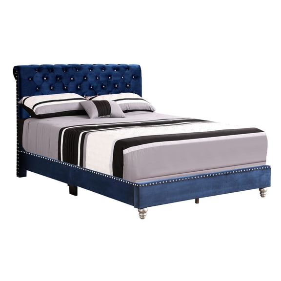 Navy Velvet Bed | Transitional Design, Space - maximizing for Home