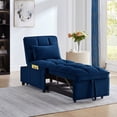 thumbnail image 1 of Navy Velvet Chaise Lounge - Modern Design - Living Room - Contemporary Style, 1 of 6