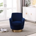 thumbnail image 1 of Navy Velvet Swivel Chair. Home Living. 360° Rotation. Deep Inviting Seat. Ergonomic Armrest. Stable. W28.3"×d29.3"×h32.7 360-degree Rotation Chair, Navy, Design For Comfort, 1 of 6