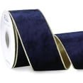 thumbnail image 1 of Navy Velvet Wired Ribbon 2.5 Inch Metallic Navy Blue Gold Crushed Velvet Christmas Ribbon for Gift Wrapping Christmas Tree Decoration Crafts Wreaths Supplies-Continuous 10 Yards, 1 of 4