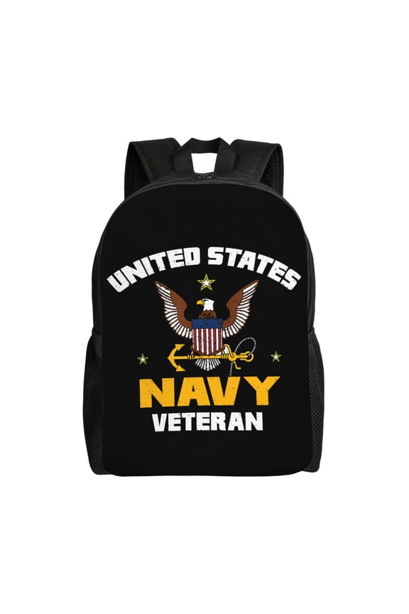 Navy Veteran Backpack Single-Sided Printed Backpack Light Casual Laptop Backpack Travel Backpack Suitable For Office Travel Commuting