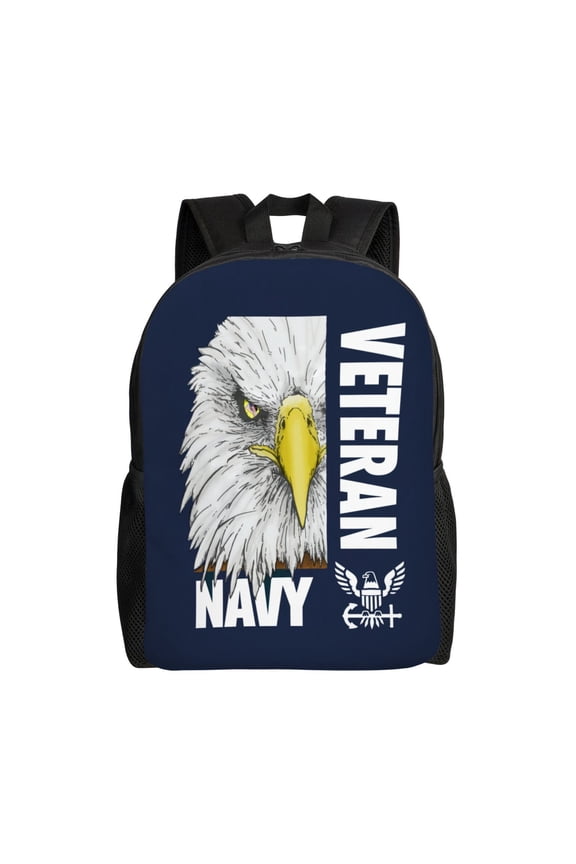Navy Veteran Backpack Single-Sided Printed Backpack Light Casual Laptop Backpack Travel Backpack Suitable For Office Travel Commuting