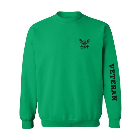 Navy "Veteran" Black Sleeve Print Crewneck Sweatshirt