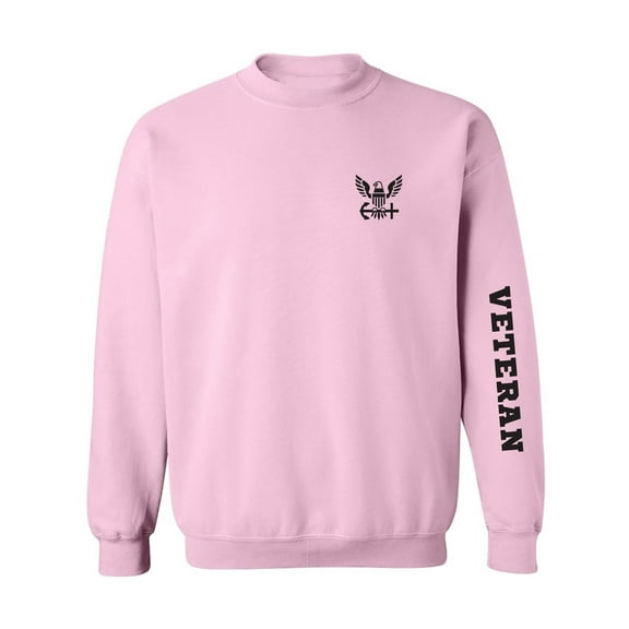 Navy "Veteran" Black Sleeve Print Crewneck Sweatshirt