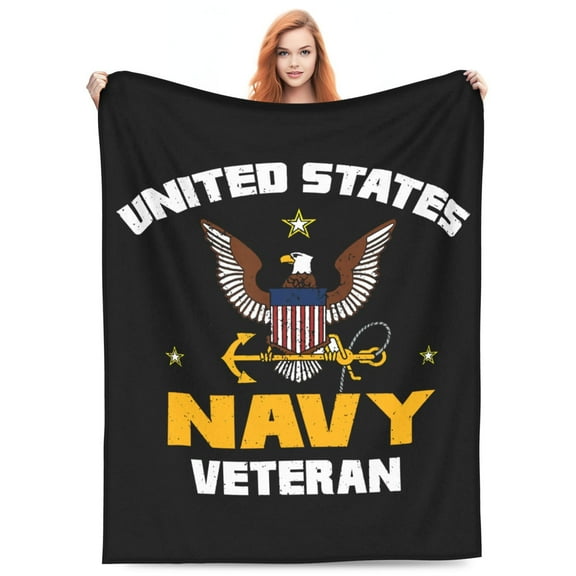 Navy Veteran Blanket Soft and Warm Cozy Flannel Lightweight Throw Blanket for Couch Sofa Bed 50x40