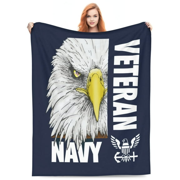 Navy Veteran Blanket Soft and Warm Cozy Flannel Lightweight Throw Blanket for Couch Sofa Bed 50x40