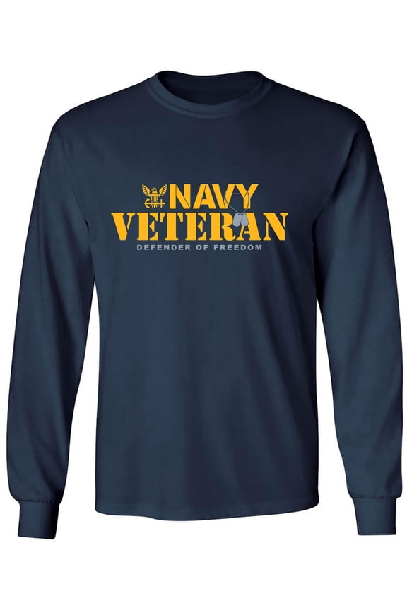 Navy Veteran Defender of Freedom Adult Long Sleeve T-shirt